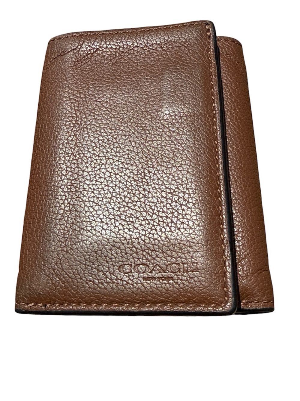 Coach 2018 Brown Pebbled Leather Card & Key Holder